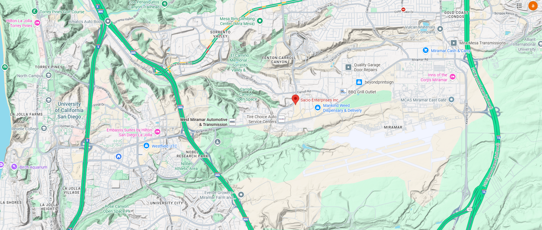 Sacio Enterprises auto body shop location map